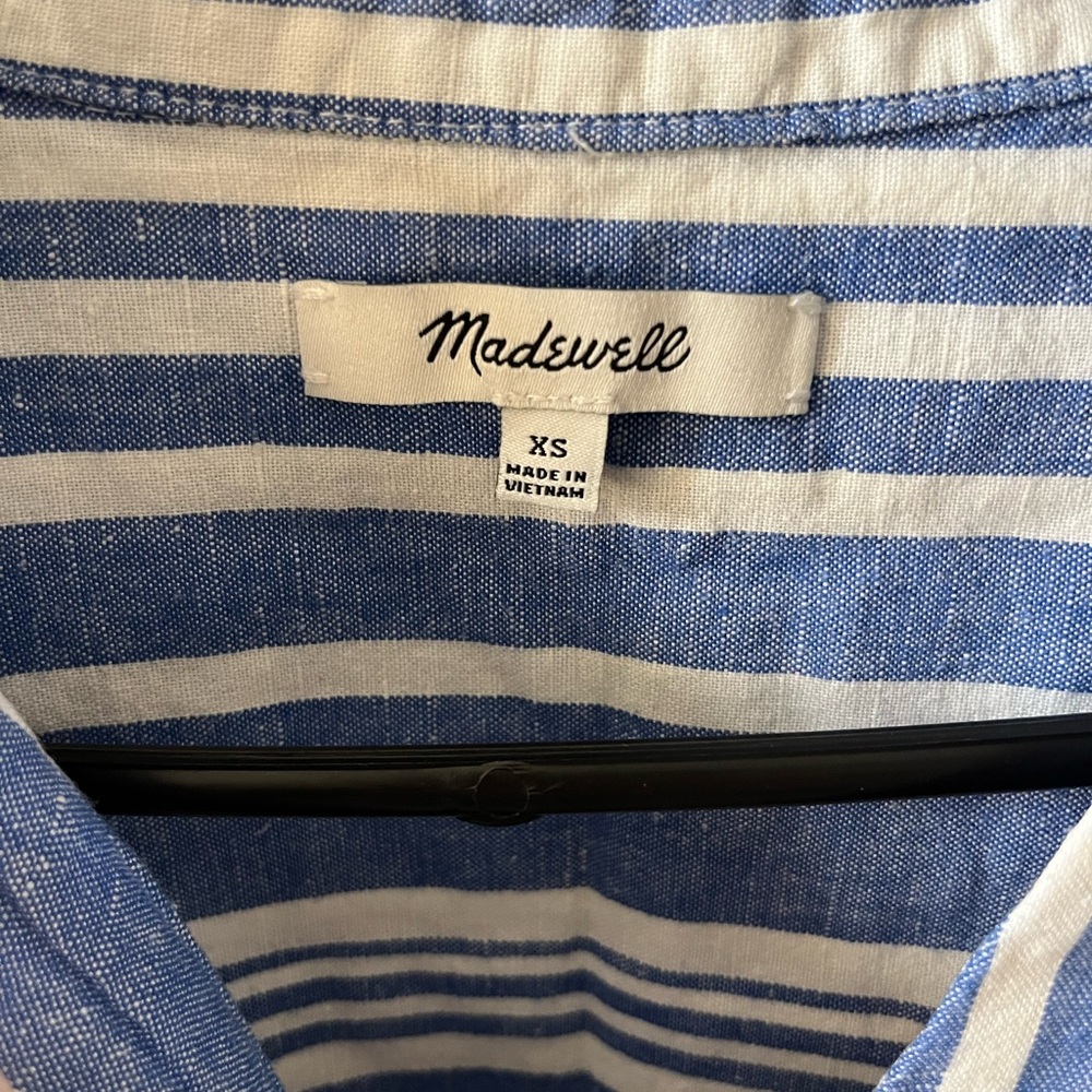 Madewell Women’s Courier Button-Back Shirt XS Hinsdale Stripe Blue White Top - Picture 5 of 13